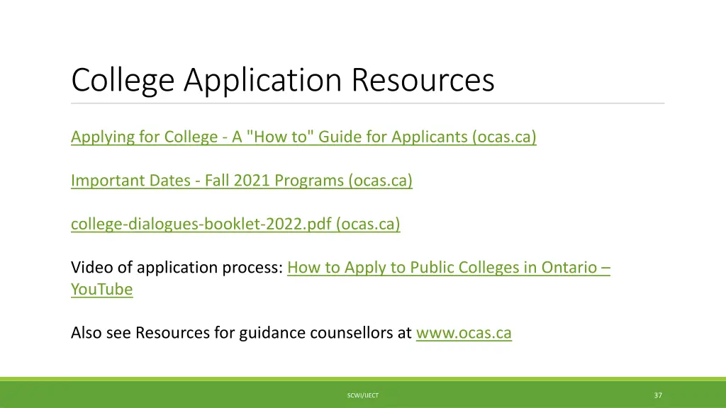 college application resources