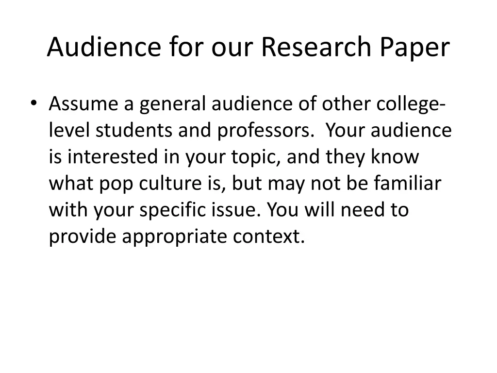 audience for our research paper