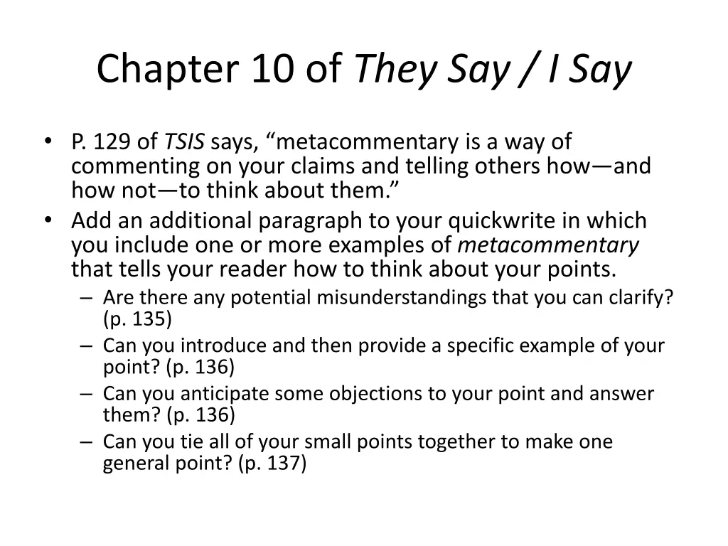 chapter 10 of they say i say 1