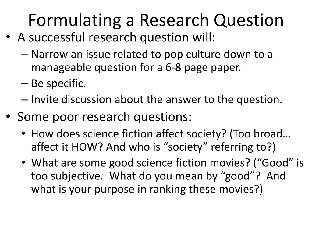 formulating a research question a successful