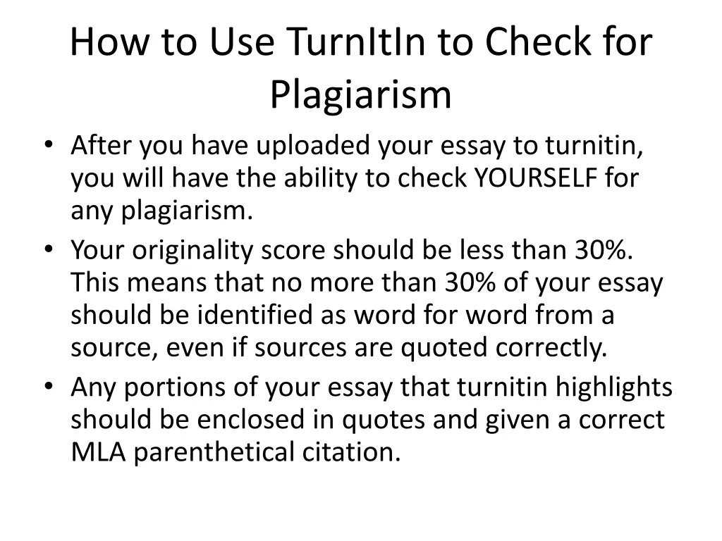 how to use turnitin to check for plagiarism after