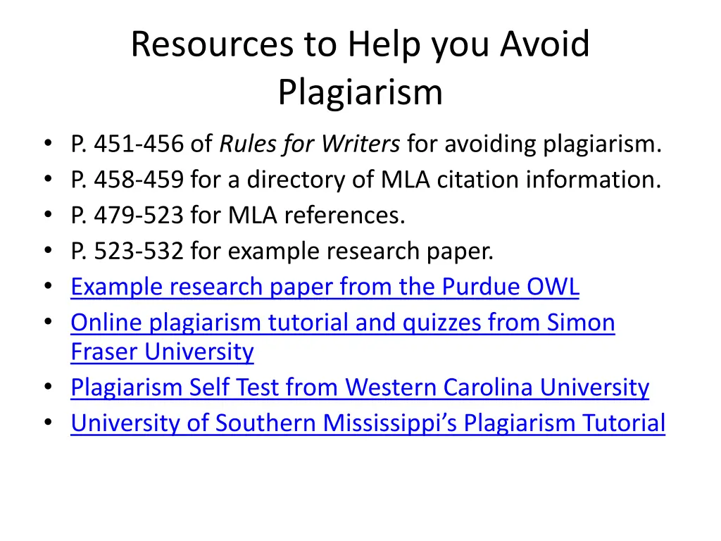 resources to help you avoid plagiarism