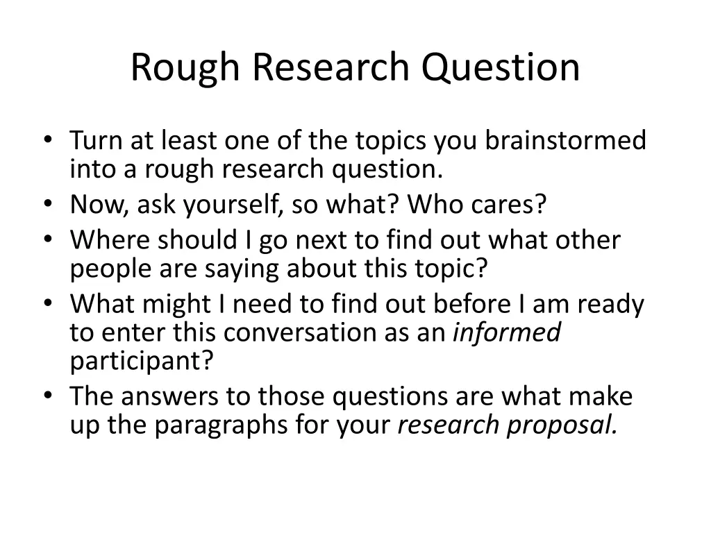 rough research question