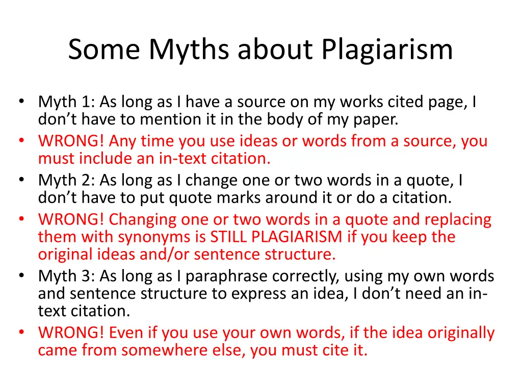 some myths about plagiarism