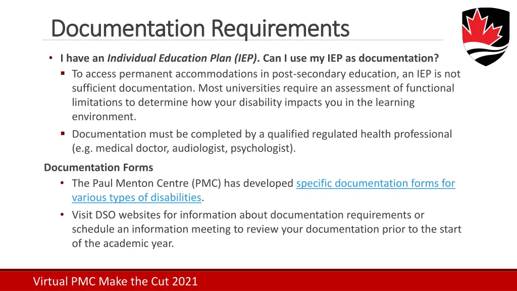 documentation requirements documentation