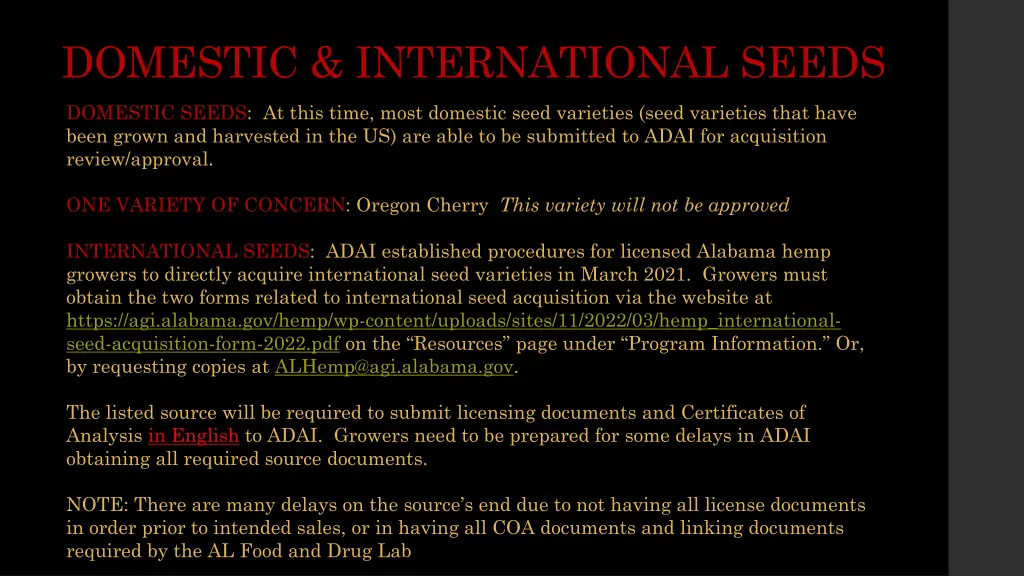 domestic international seeds