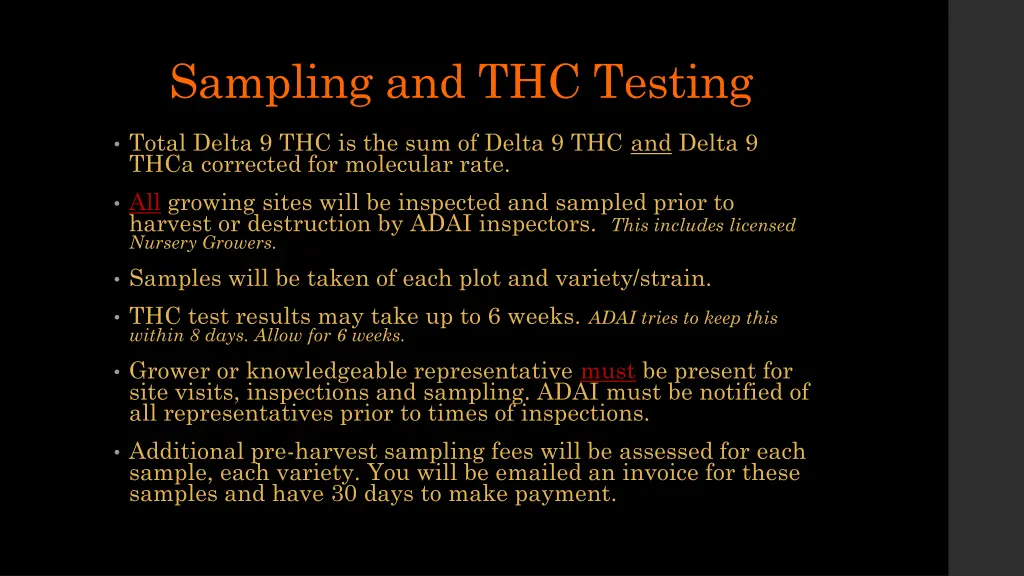 sampling and thc testing