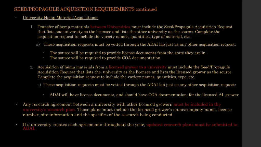 seed propagule acquisition requirements continued 1