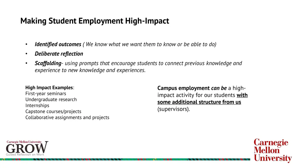 making student employment high impact