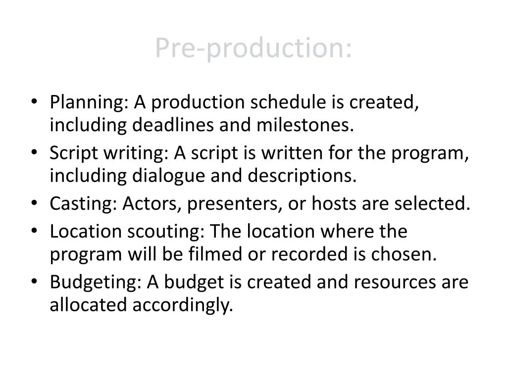 pre production