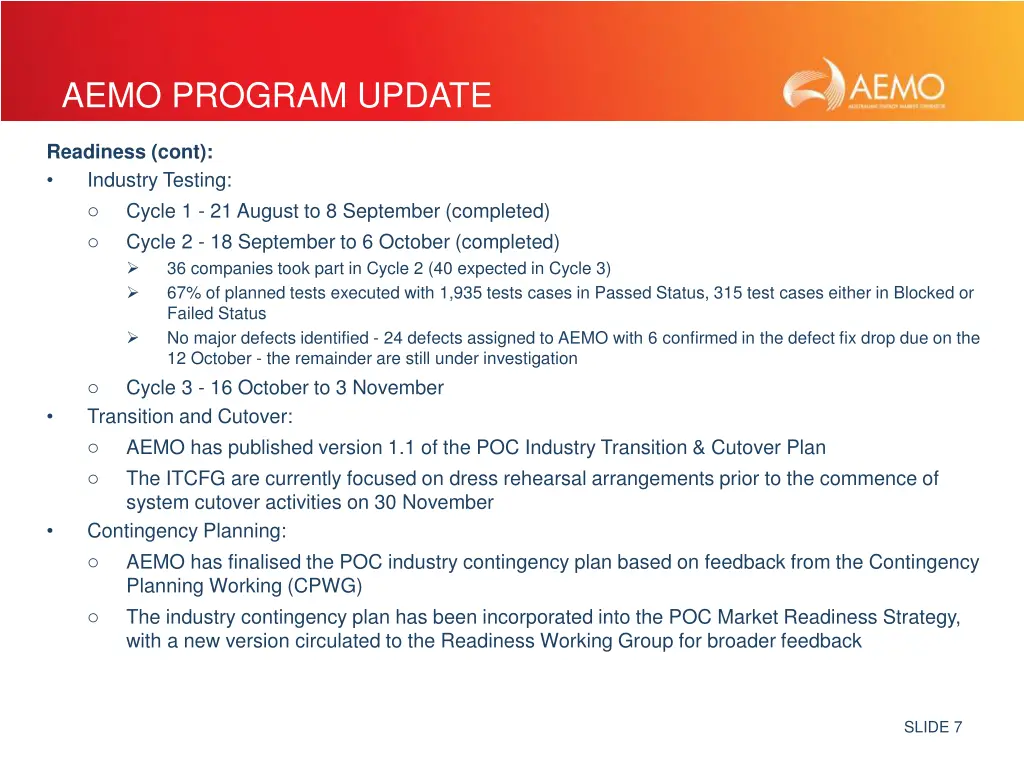 aemo program update 3