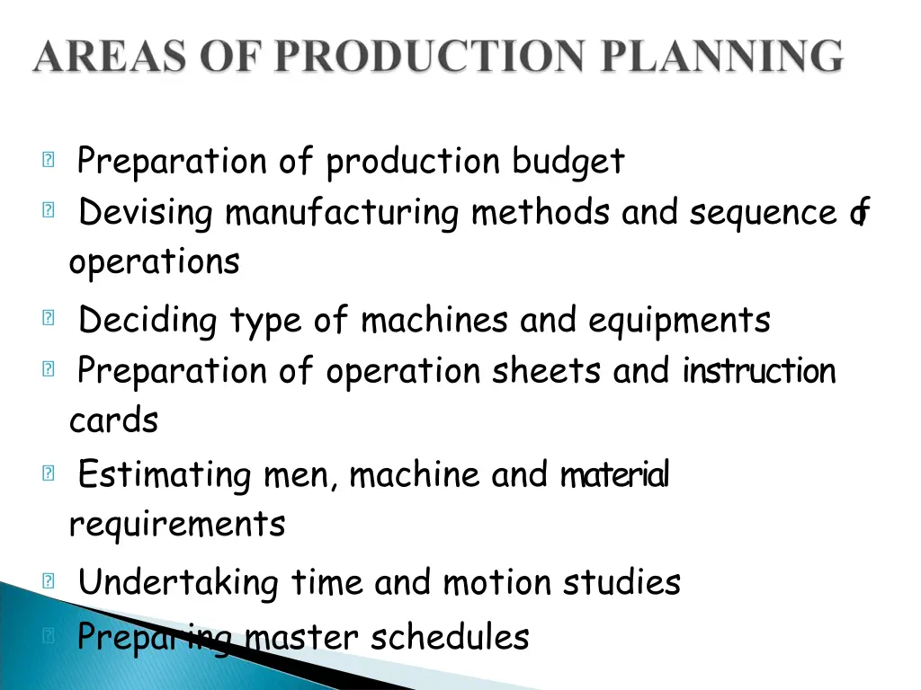 preparation of production budget devising