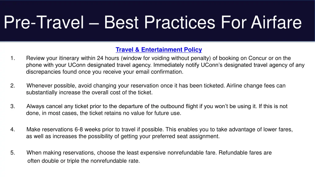 pre travel best practices for airfare
