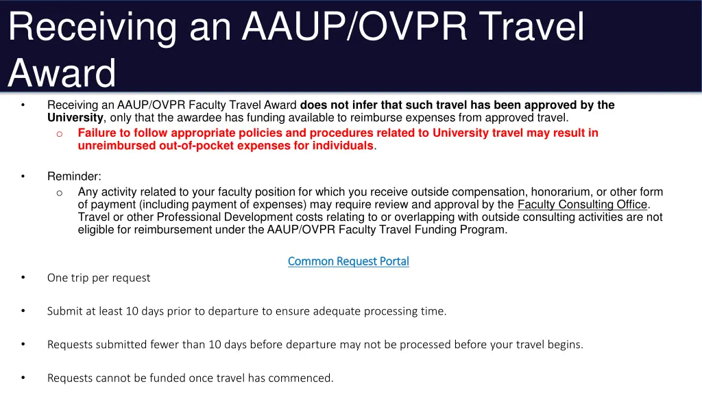 receiving an aaup ovpr travel award receiving