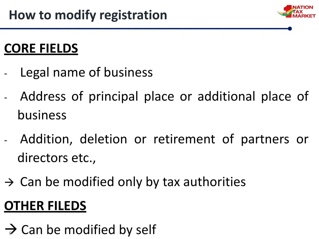 how to modify registration