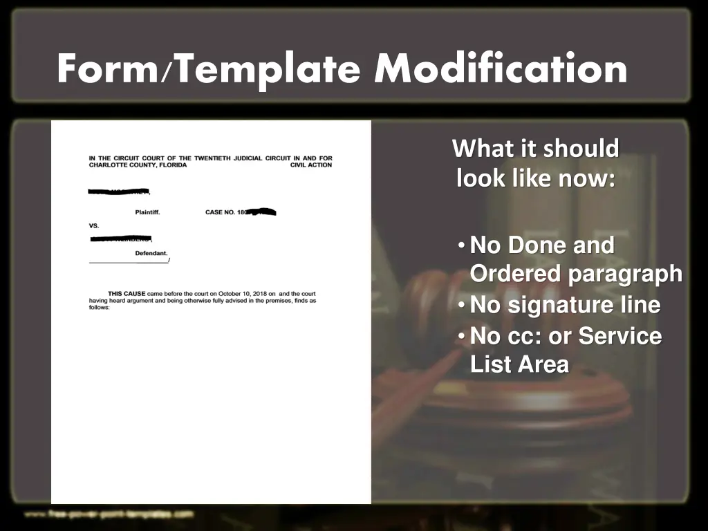 form template modification