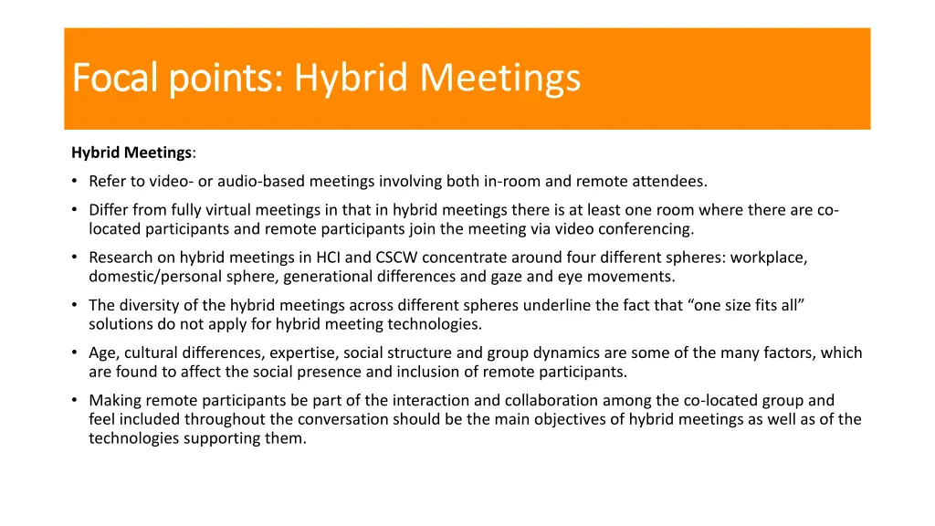 focal focal points points hybrid meetings