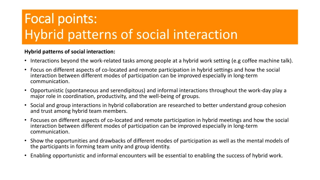 focal focal points points hybrid patterns