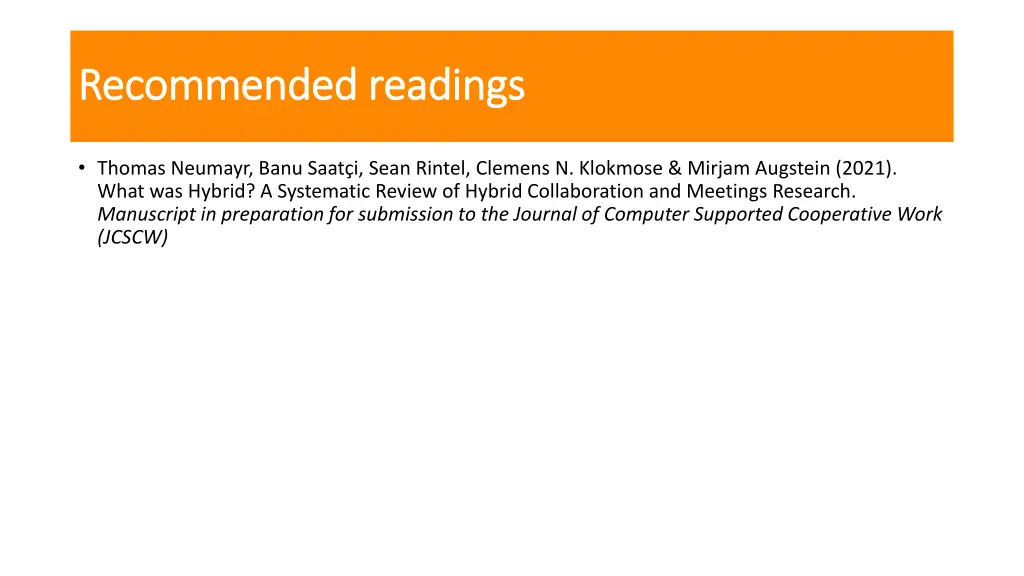recommended recommended readings