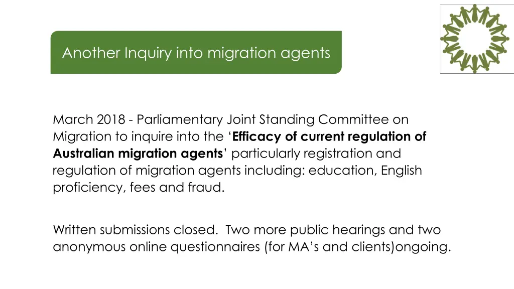another inquiry into migration agents