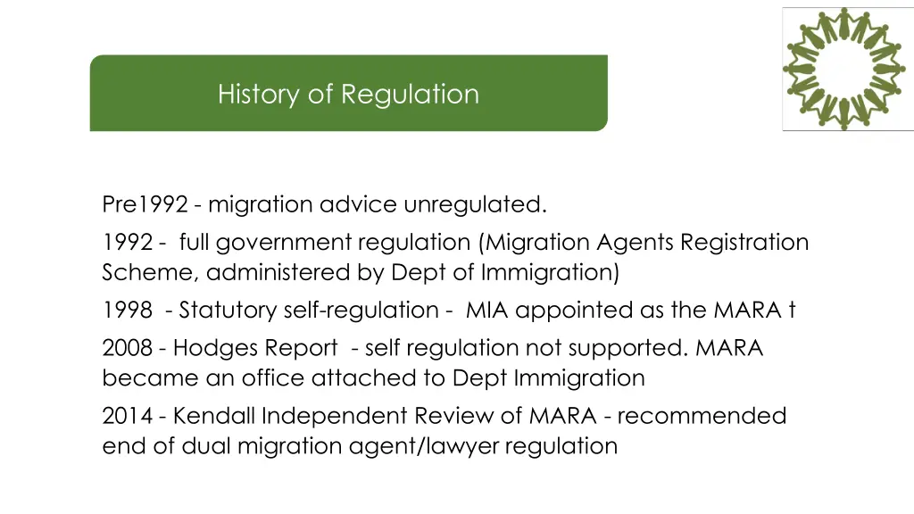 history of regulation