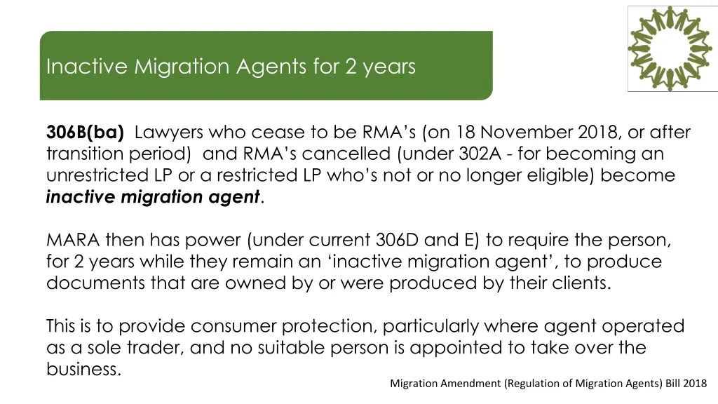 inactive migration agents for 2 years