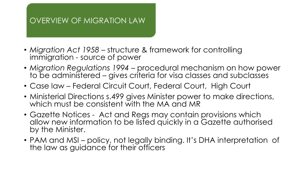 overview of migration law