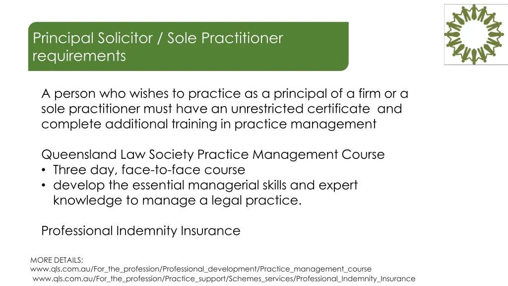 principal solicitor sole practitioner requirements