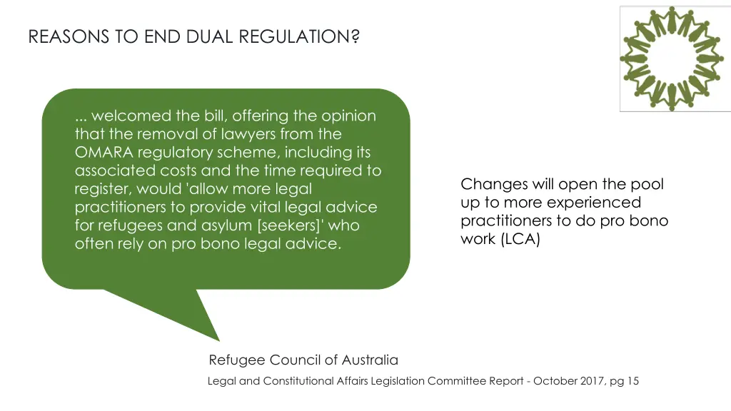 reasons to end dual regulation 1