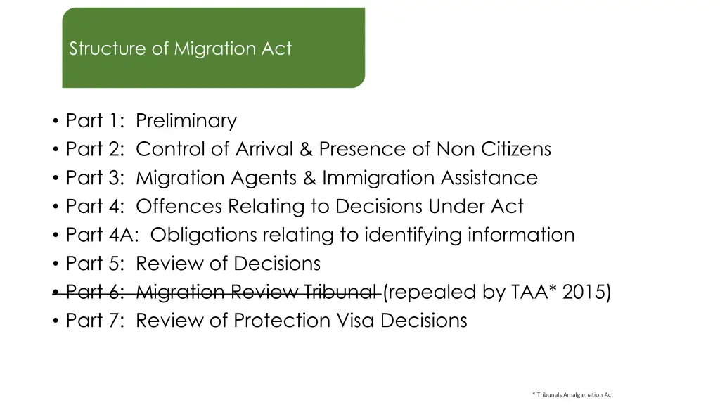 structure of migration act