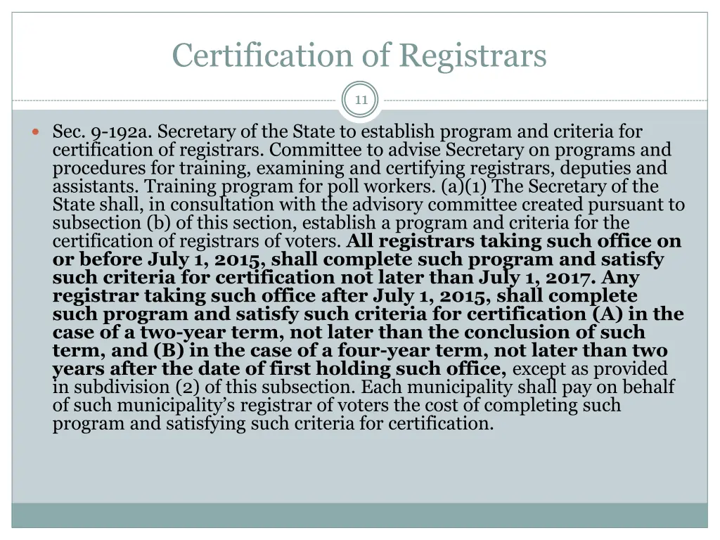 certification of registrars