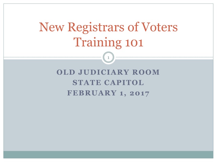 new registrars of voters training 101