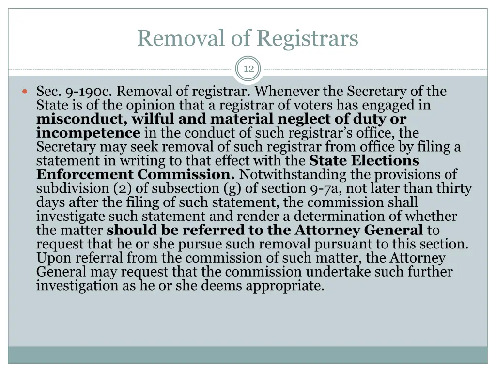 removal of registrars