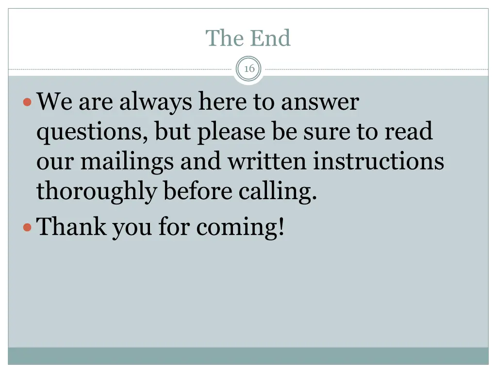 the end