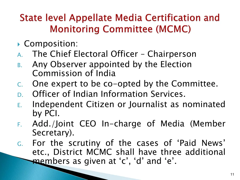 composition a the chief electoral officer