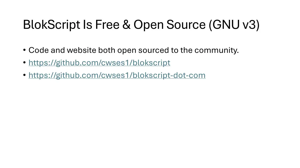 blokscript is free open source gnu v3