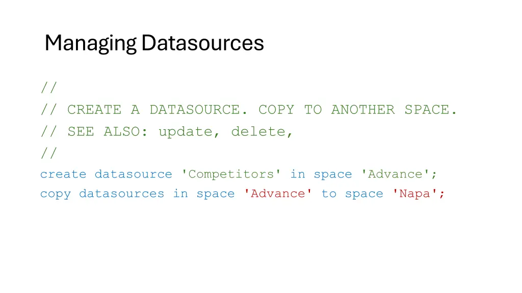 managing datasources