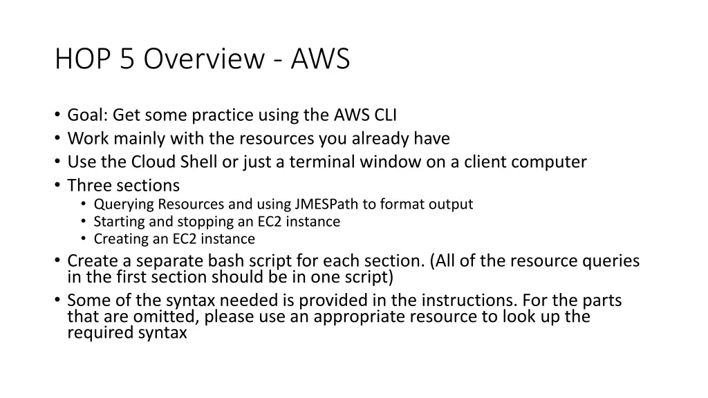 hop 5 overview aws
