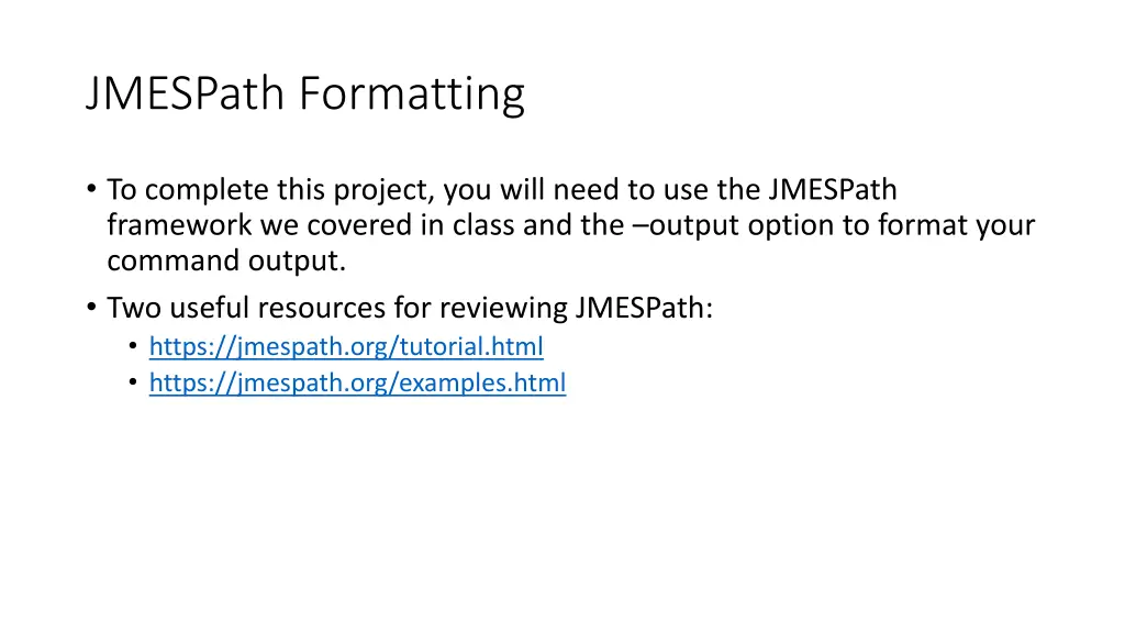 jmespath formatting