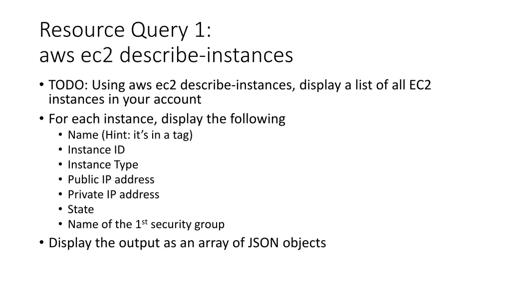 resource query 1 aws ec2 describe instances