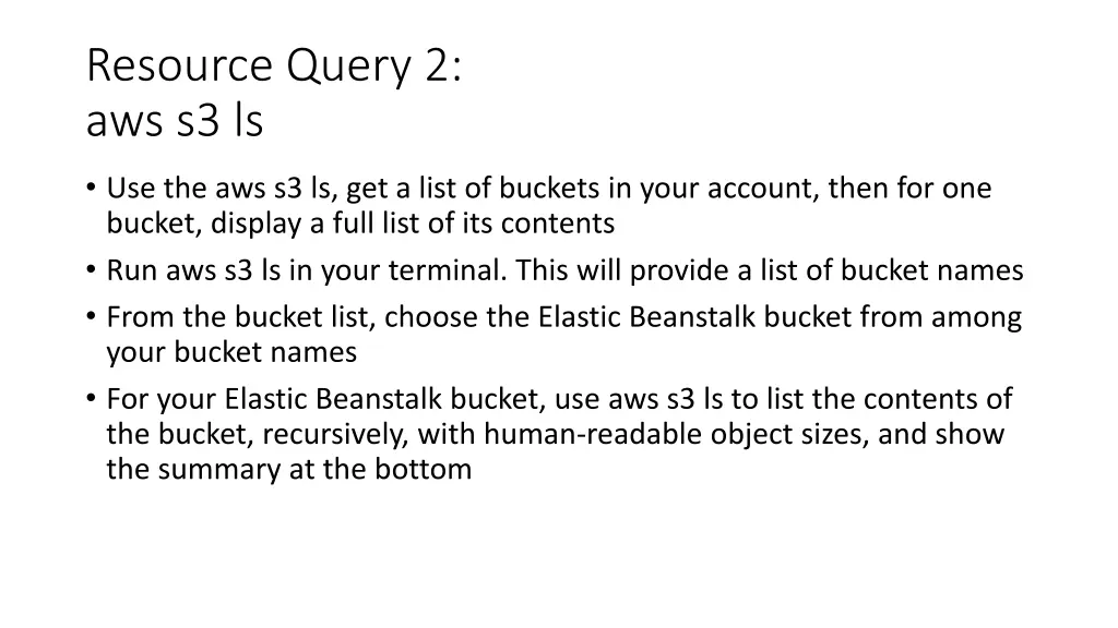 resource query 2 aws s3 ls