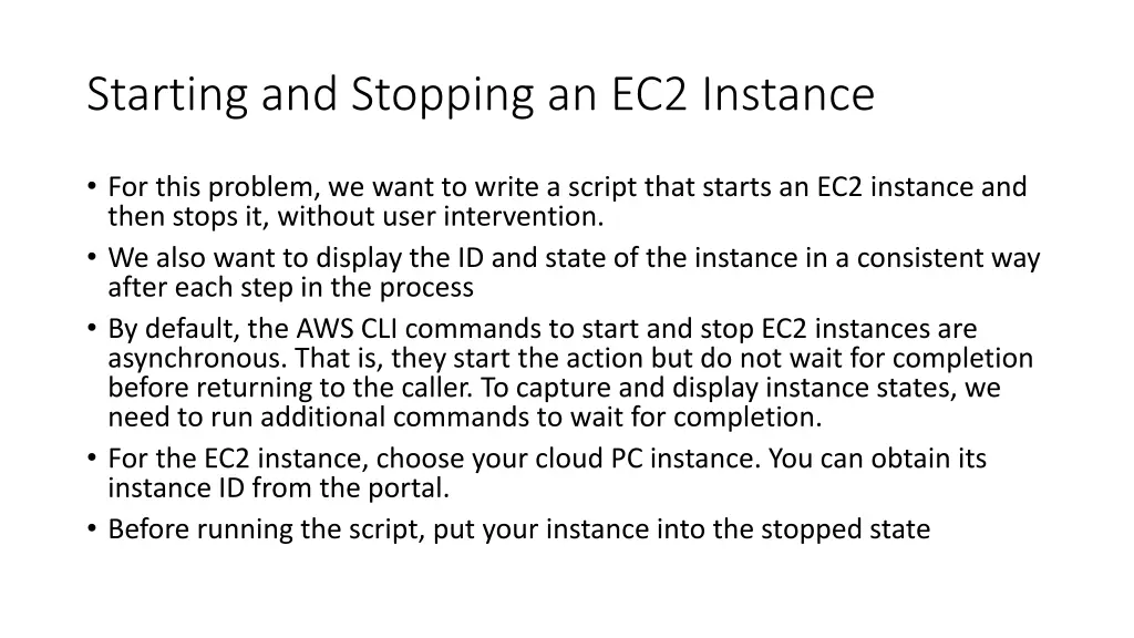 starting and stopping an ec2 instance