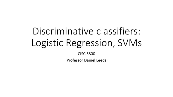 discriminative classifiers logistic regression