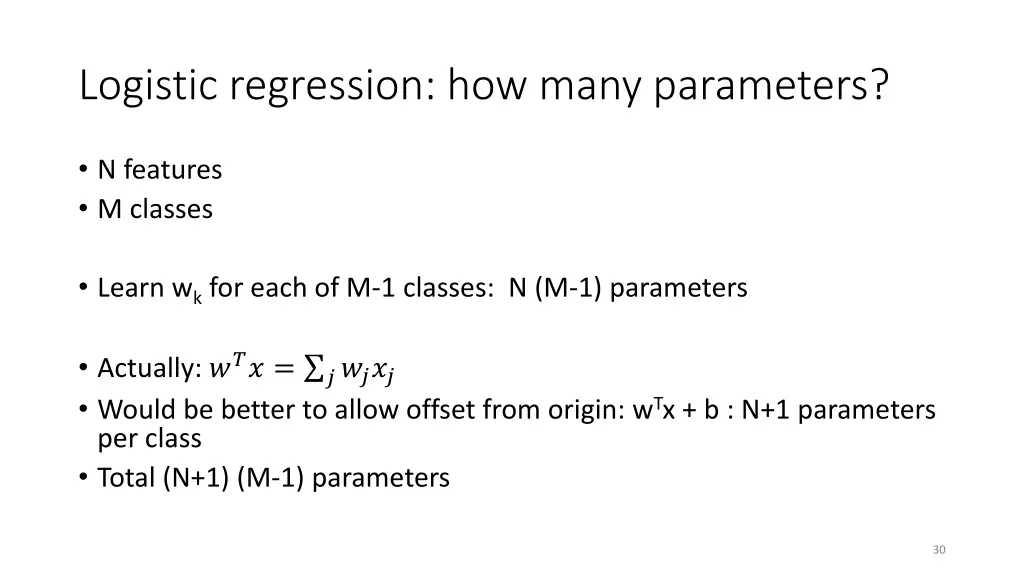logistic regression how many parameters