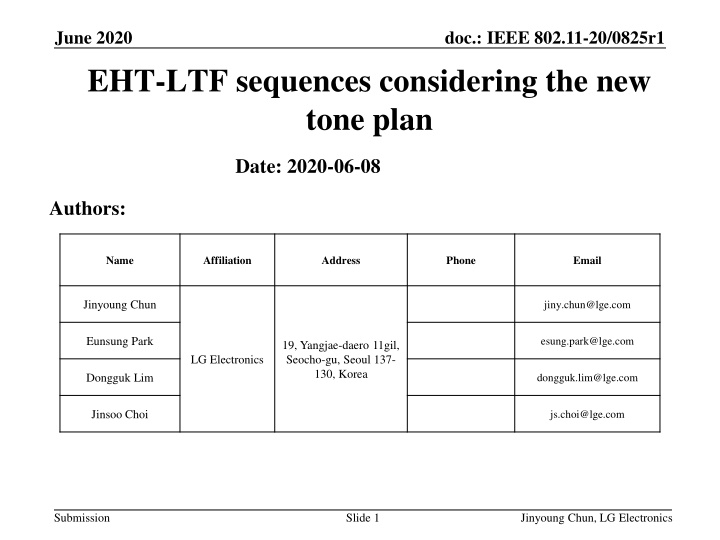 june 2020 eht ltf sequences considering