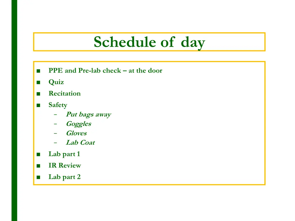 schedule of day