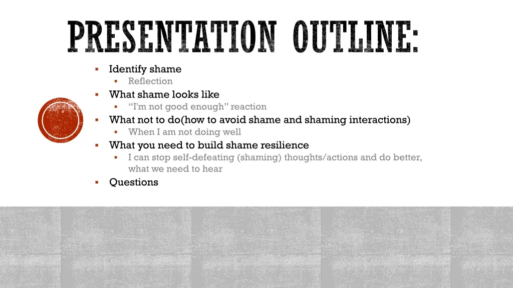 presentation outline identify shame reflection
