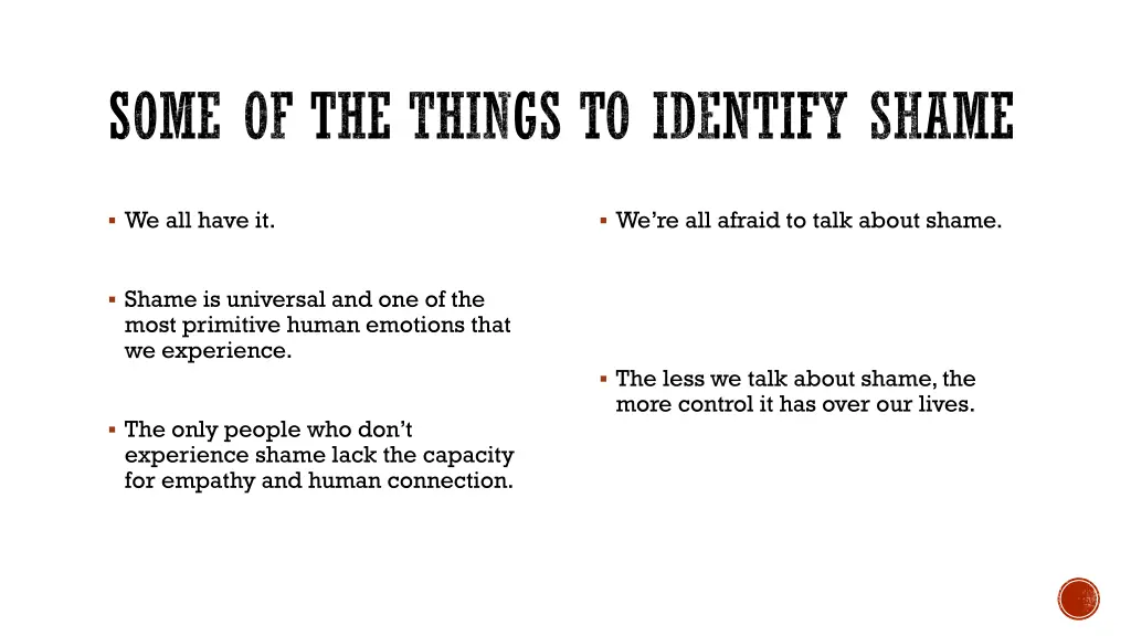 some of the things to identify shame