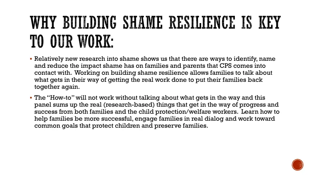 why building shame resilience is key to our work
