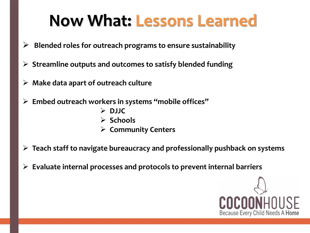 now what lessons learned